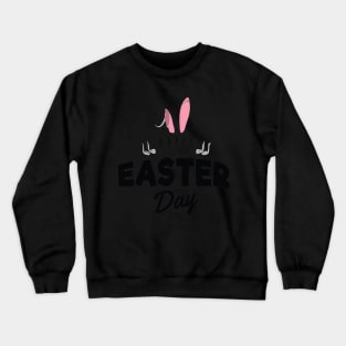 happy easter day white rabbit ears Crewneck Sweatshirt